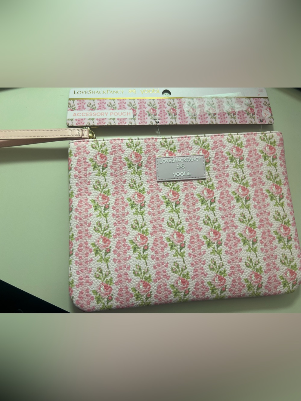 LoveShackFancy Pink Floral Wristlet Pouch